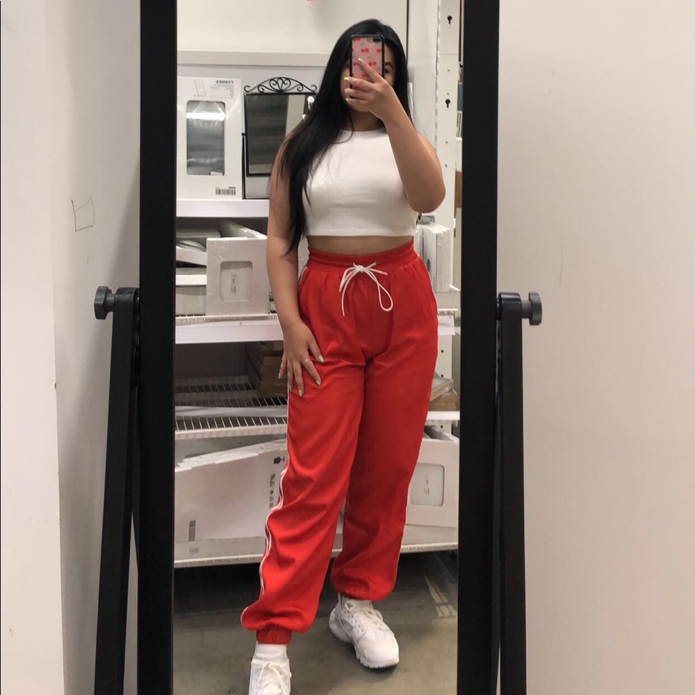 Red Drawstring Trackpants - Picture 2 of 2